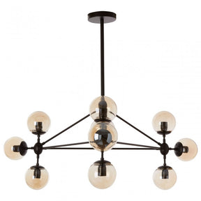 Abira 10 Bulb Matte Black Pendant Lamp, Black