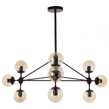 Abira 10 Bulb Matte Black Pendant Lamp, Black