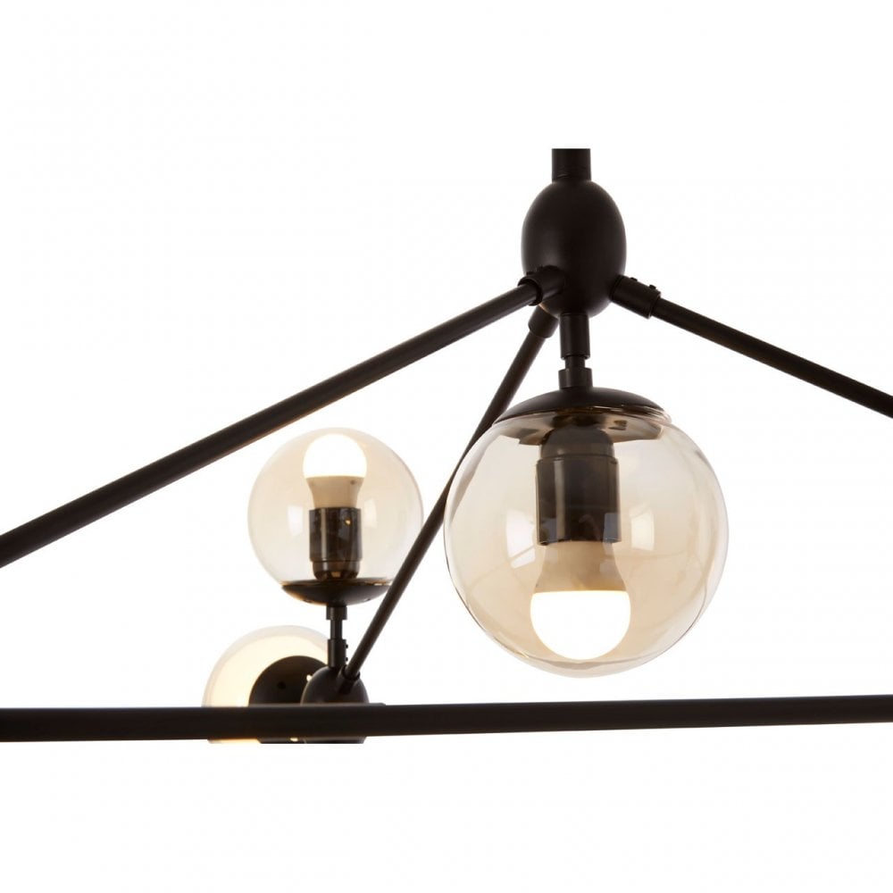 Abira 10 Bulb Matte Black Pendant Lamp, Black