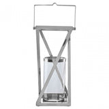Cruzar Large Silver Criss Cross Lantern, Silver