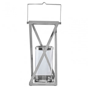 Cruzar Large Silver Criss Cross Lantern, Silver