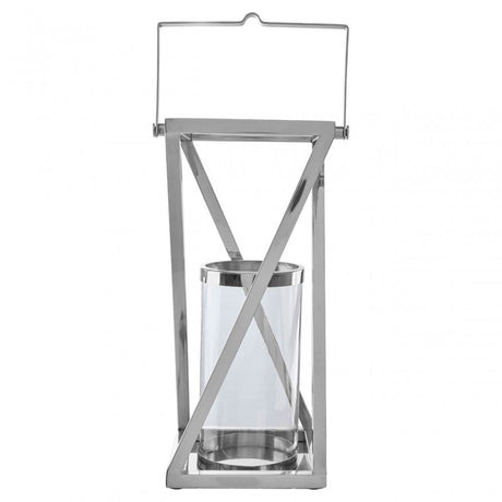 Cruzar Large Silver Criss Cross Lantern, Silver