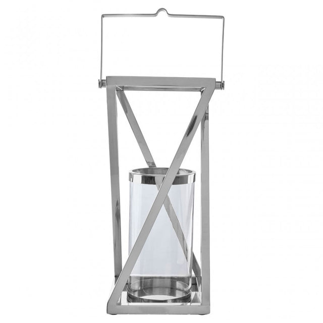 Cruzar Large Silver Criss Cross Lantern, Silver