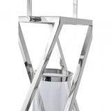 Cruzar Large Silver Criss Cross Lantern, Silver