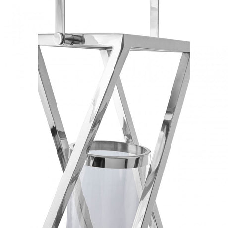 Cruzar Large Silver Criss Cross Lantern, Silver