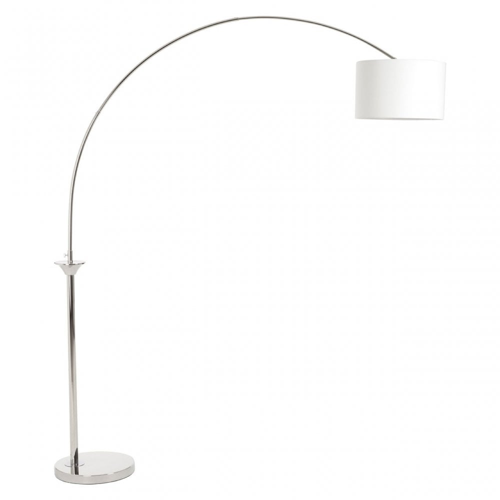Hubert Nickel Finish Arc Floor Lamp, Silver