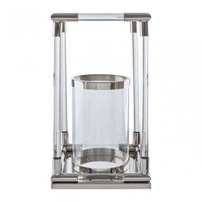 Lucita Large Silver Finish Lantern, Silver