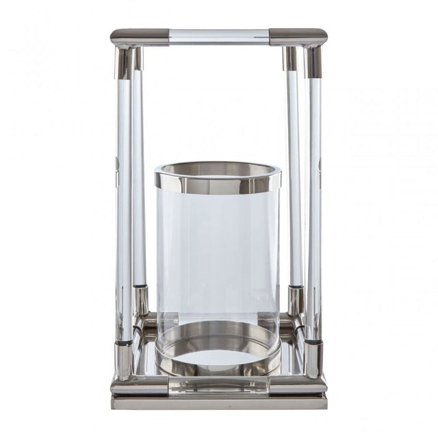 Lucita Large Silver Finish Lantern, Silver