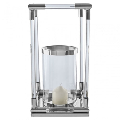 Lucita Large Silver Finish Lantern, Silver
