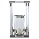 Lucita Large Silver Finish Lantern, Silver