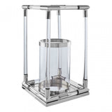 Lucita Large Silver Finish Lantern, Silver