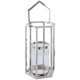 Herber Large Silver Hexagonal Lantern, Silver
