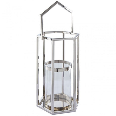 Herber Large Silver Hexagonal Lantern, Silver