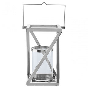 Cruzar Small Silver Criss Cross Lantern, Silver