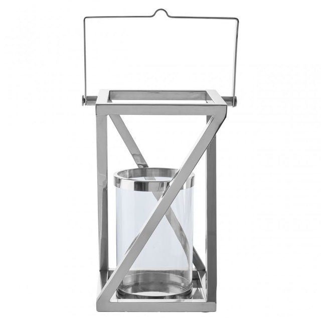 Cruzar Small Silver Criss Cross Lantern, Silver
