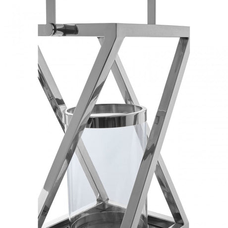 Cruzar Small Silver Criss Cross Lantern, Silver