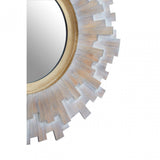 Sunburst Multilevels Wooden Wall Mirror, Grey