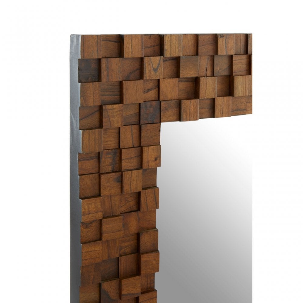 Dimensional Squares Wall Mirror, Brown