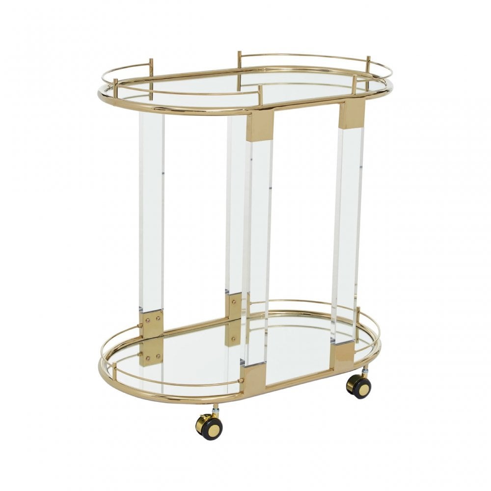 Oria Trolley Mirror with Warm Metallic Frame, White