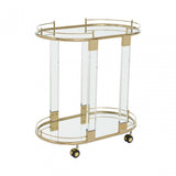 Oria Trolley Mirror with Warm Metallic Frame, White