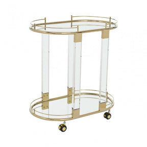 Oria Trolley Mirror with Warm Metallic Frame, White