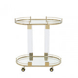 Oria Trolley Mirror with Warm Metallic Frame, White