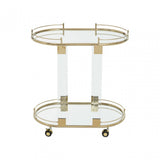 Oria Trolley Mirror with Warm Metallic Frame, White