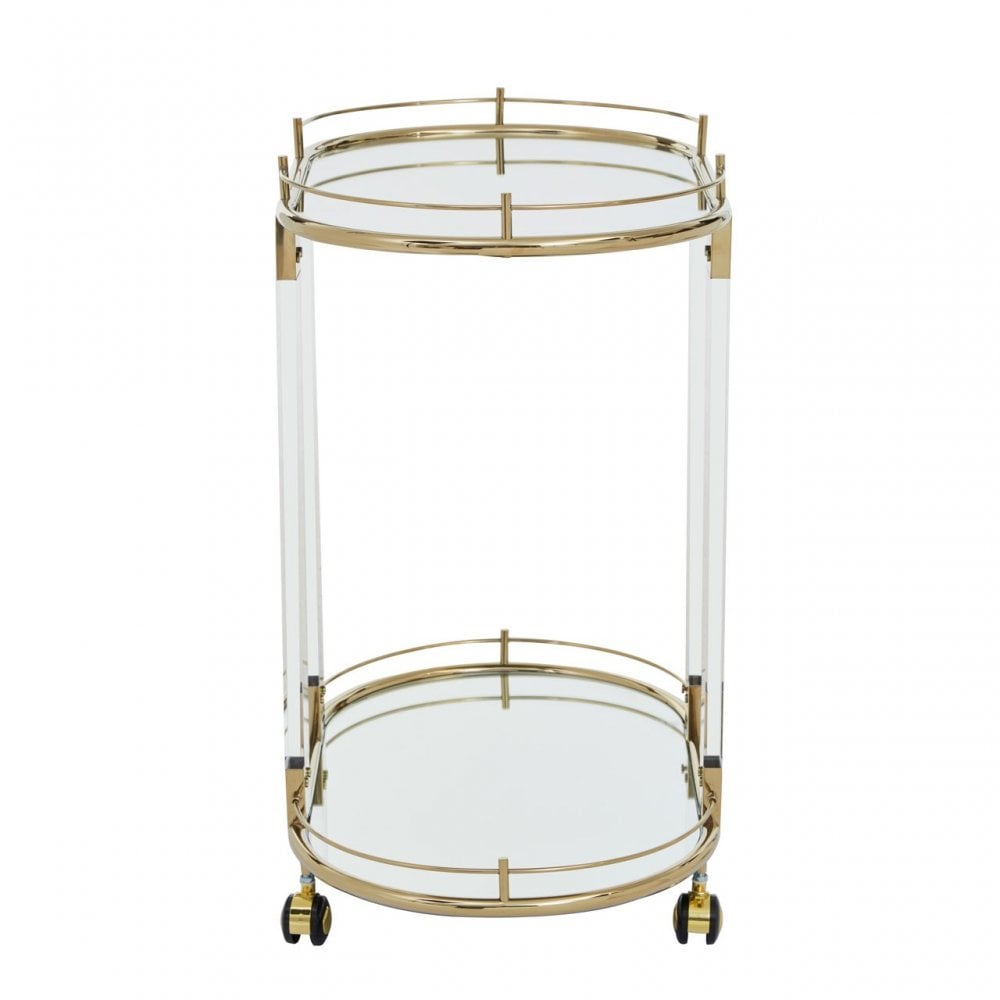 Oria Trolley Mirror with Warm Metallic Frame, White