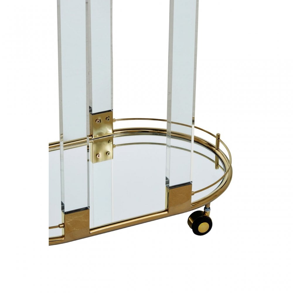 Oria Trolley Mirror with Warm Metallic Frame, White