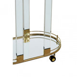 Oria Trolley Mirror with Warm Metallic Frame, White