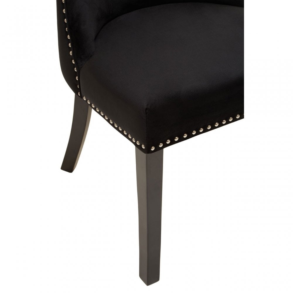 Kensington Townhouse Black Velvet Dining Chair, Black