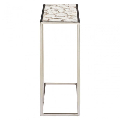 Vita White & Silver Agate Side Table, White