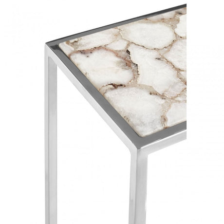Vita White & Silver Agate Side Table, White