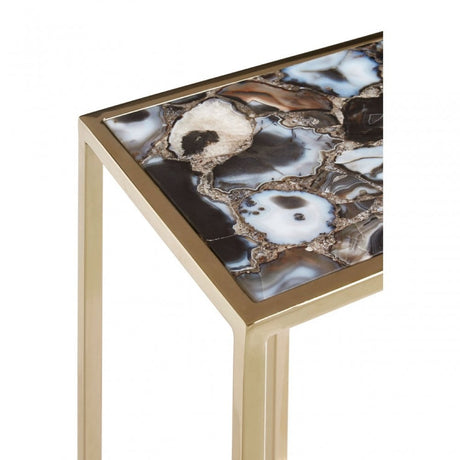 Vita Black & Gold Agate Side Table