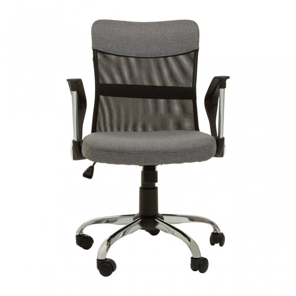 Grey Home Office Chair With Chrome Arms, Grey