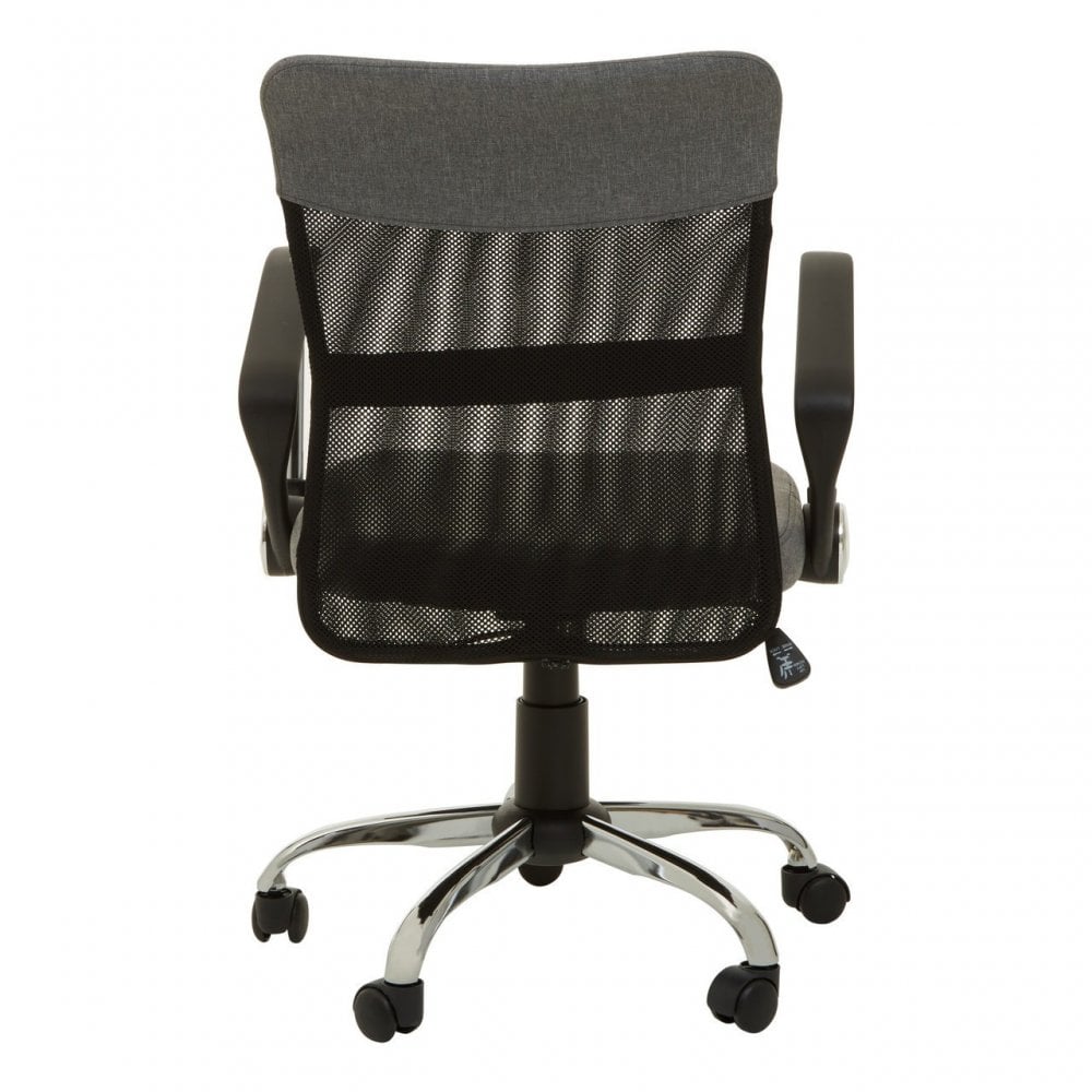 Grey Home Office Chair With Chrome Arms, Grey
