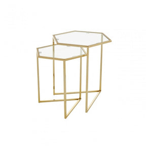 Herber Set Of 2 Gold Finish Tables, Gold