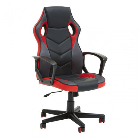 Black And Red Pu Home Office Chair, Red