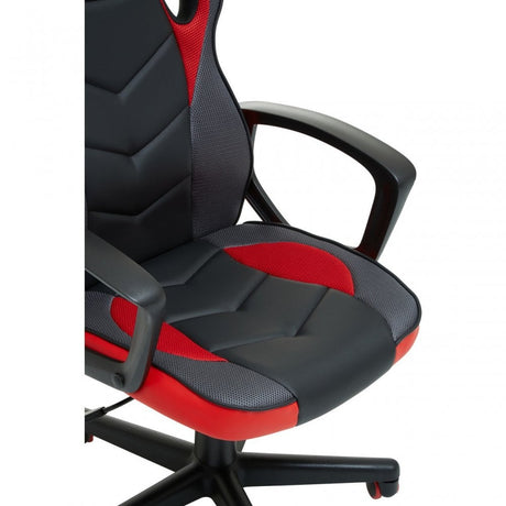 Black And Red Pu Home Office Chair, Red