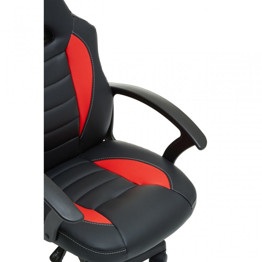 Black And Red Pu Home Office Chair, Red