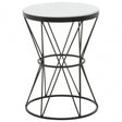 Shalimar Round White Marble Top Side Table, Black