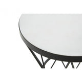Shalimar Round White Marble Top Side Table, Black