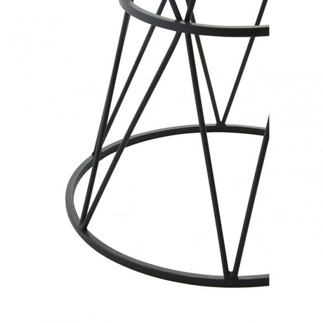 Shalimar Round White Marble Top Side Table, Black