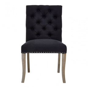 Kensington Townhouse Black Linen Dining Chair, Black