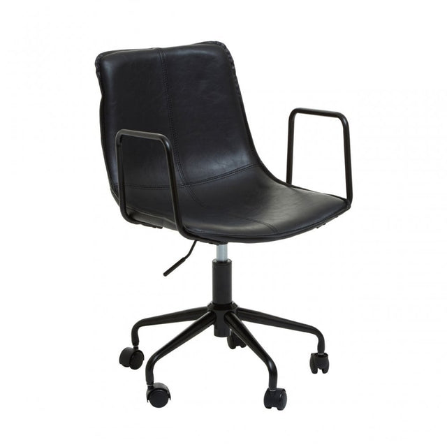 Branson Black Leather Effect Home Office Chair, Black