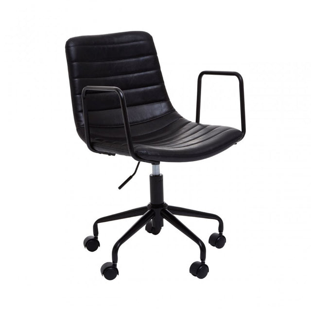 Forbes Black Leather Effect Home Office Chair, Black