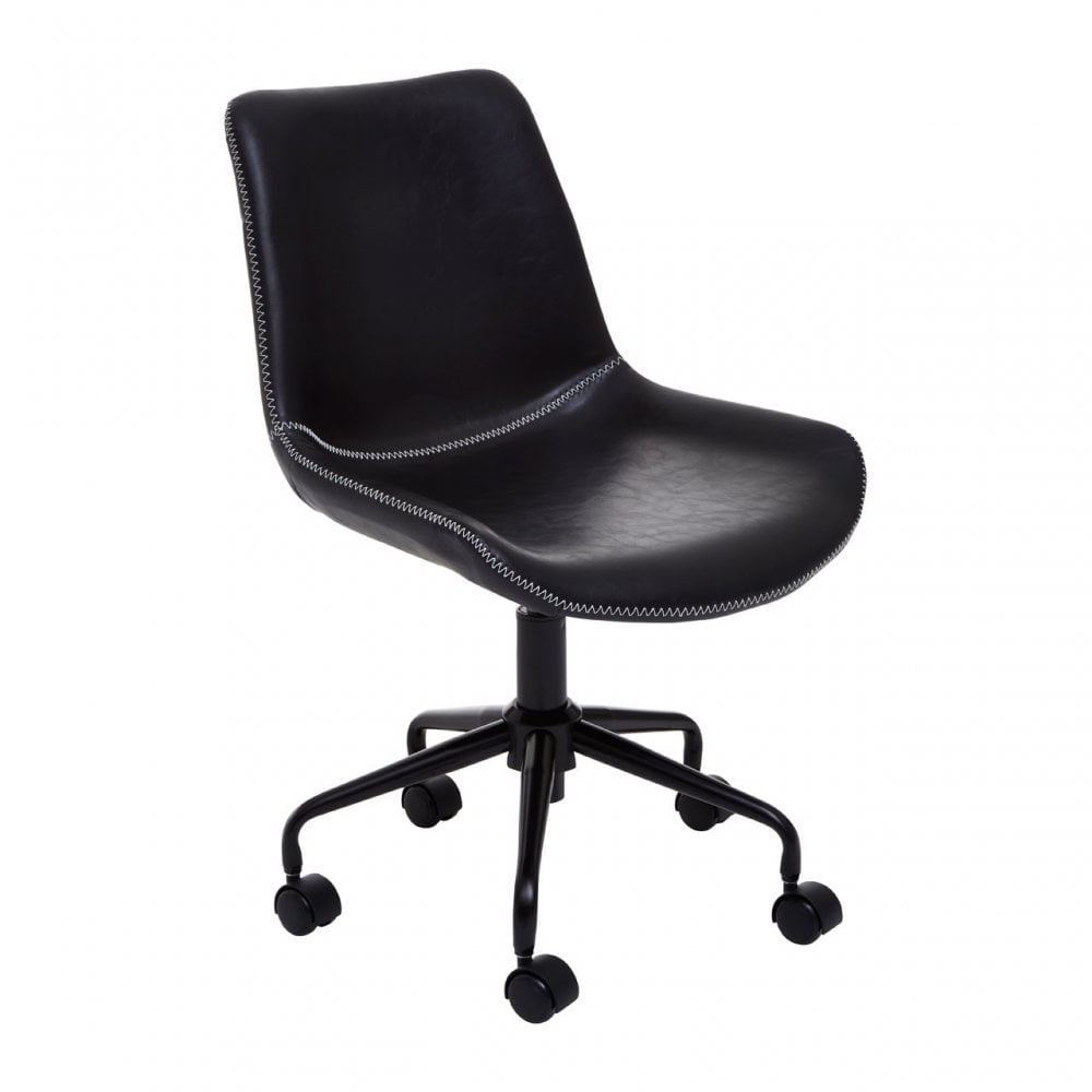 Bloomberg Black Leather Effect Home Office Chair, Black
