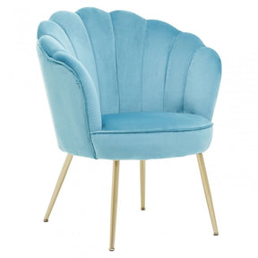 Ovala Aqua Velvet Scalloped Chair