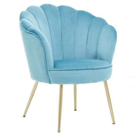 Ovala Aqua Velvet Scalloped Chair