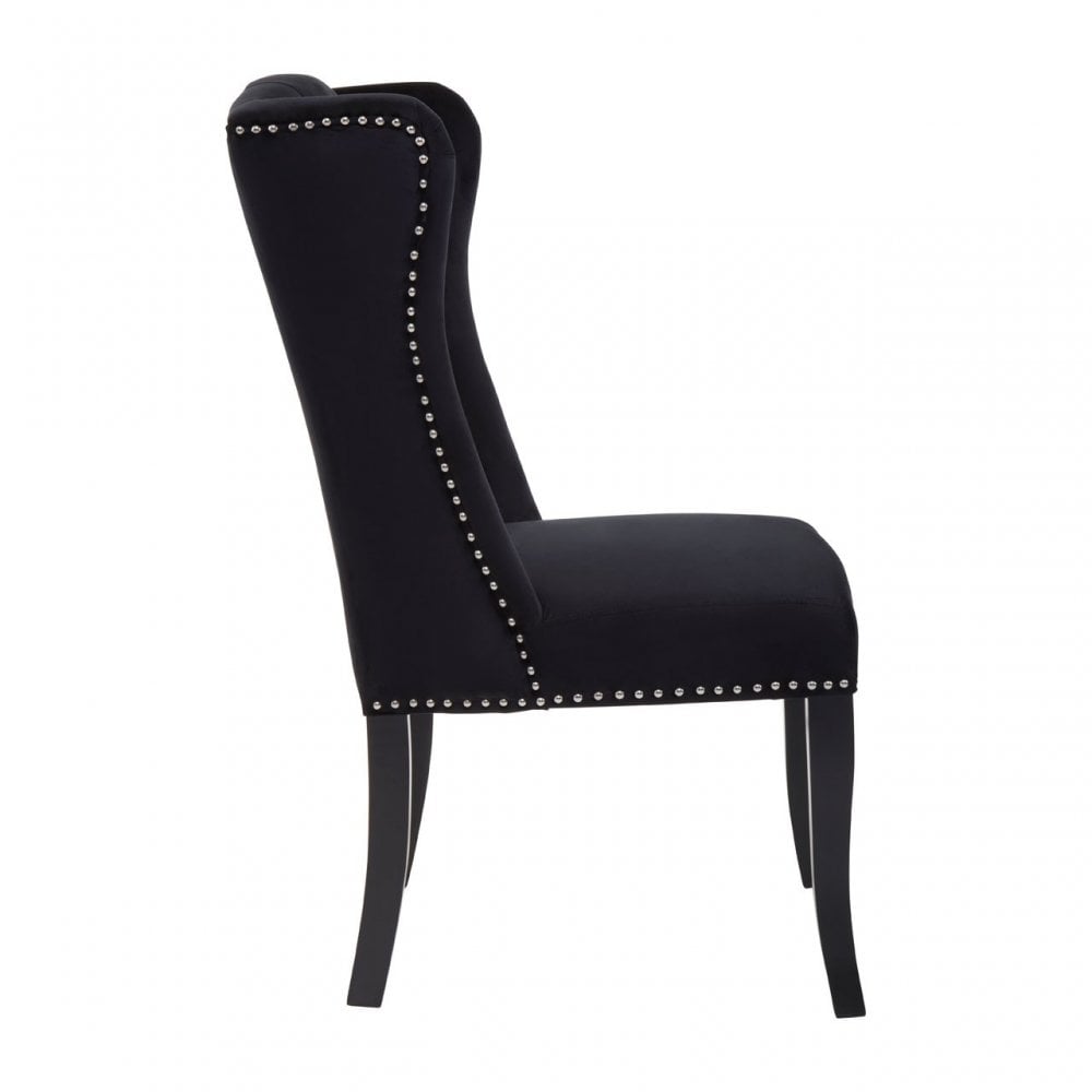 Kensington Townhouse Black Velvet Dining Chair, Black
